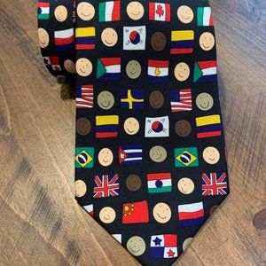 SAVE THE CHILDREN Our Children Are Our Future World Flags Silk Neck Tie